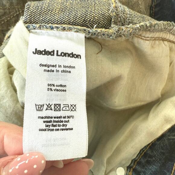 JADED LONDON Y2K Baggy Bermuda Denim Shorts Blue Distressed Jeans 36 Men’s - Picture 8 of 9